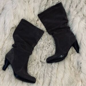 La Canadienne Women's Gray Suede Slouchy High Heel Boots Size 7 WORN ONCE $635